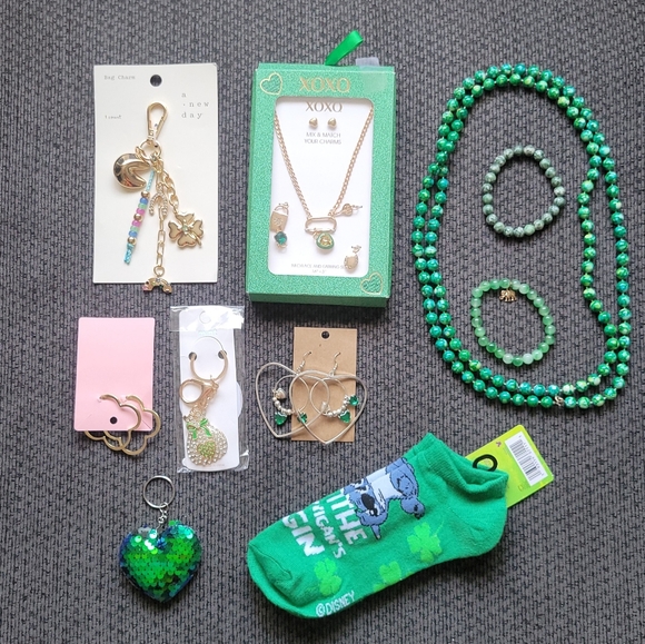 Accessories - St Patrick's Day GREEN Accessory Bundle! Jewelry, Bag Charms, Socks & More